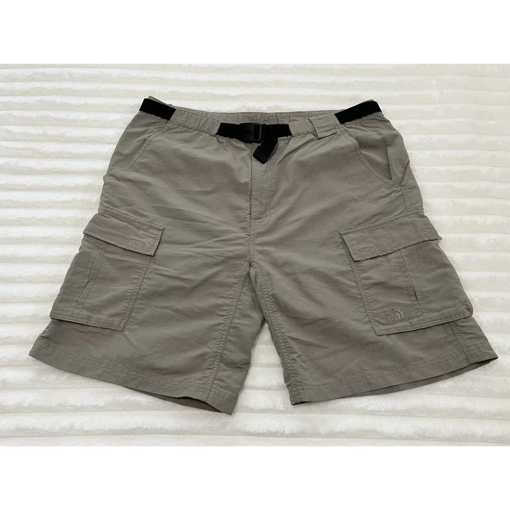 The North Face Cargo Shorts Mens Beige Nylon Hiking Camping Outdoor Size L